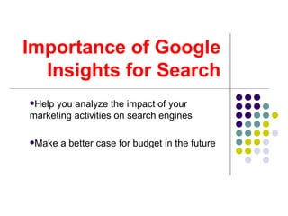 Importance of Google Insights for Search ,[object Object],[object Object]