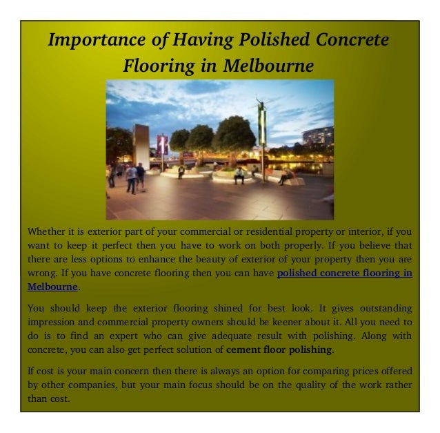 Importance Of Having Polished Concrete Flooring In Melbourne