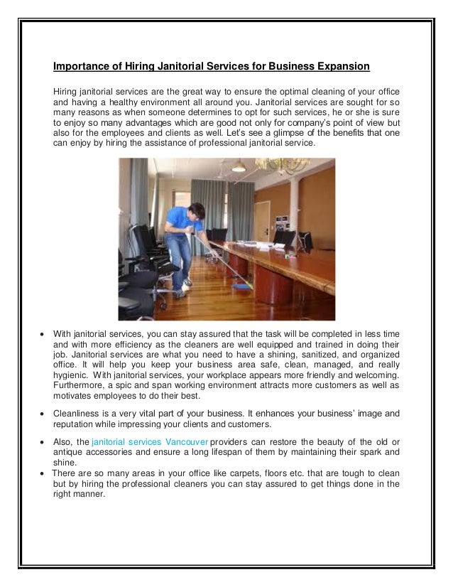 Hiring Janitorial Services Right Way to Expand the Business