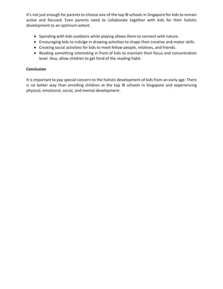 Importance of Holistic Development for Early Childhood | PDF