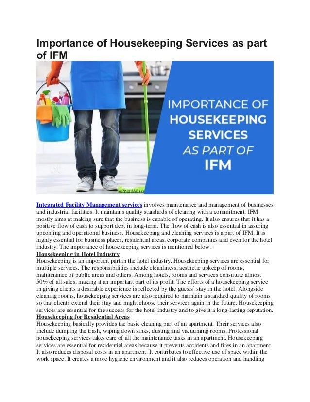 Importance of housekeeping services as part of ifm