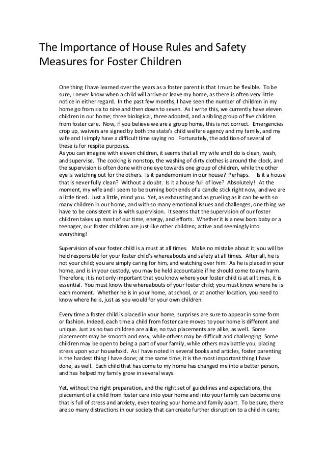 Importance Of House Rules And Safety Measures For Foster Children