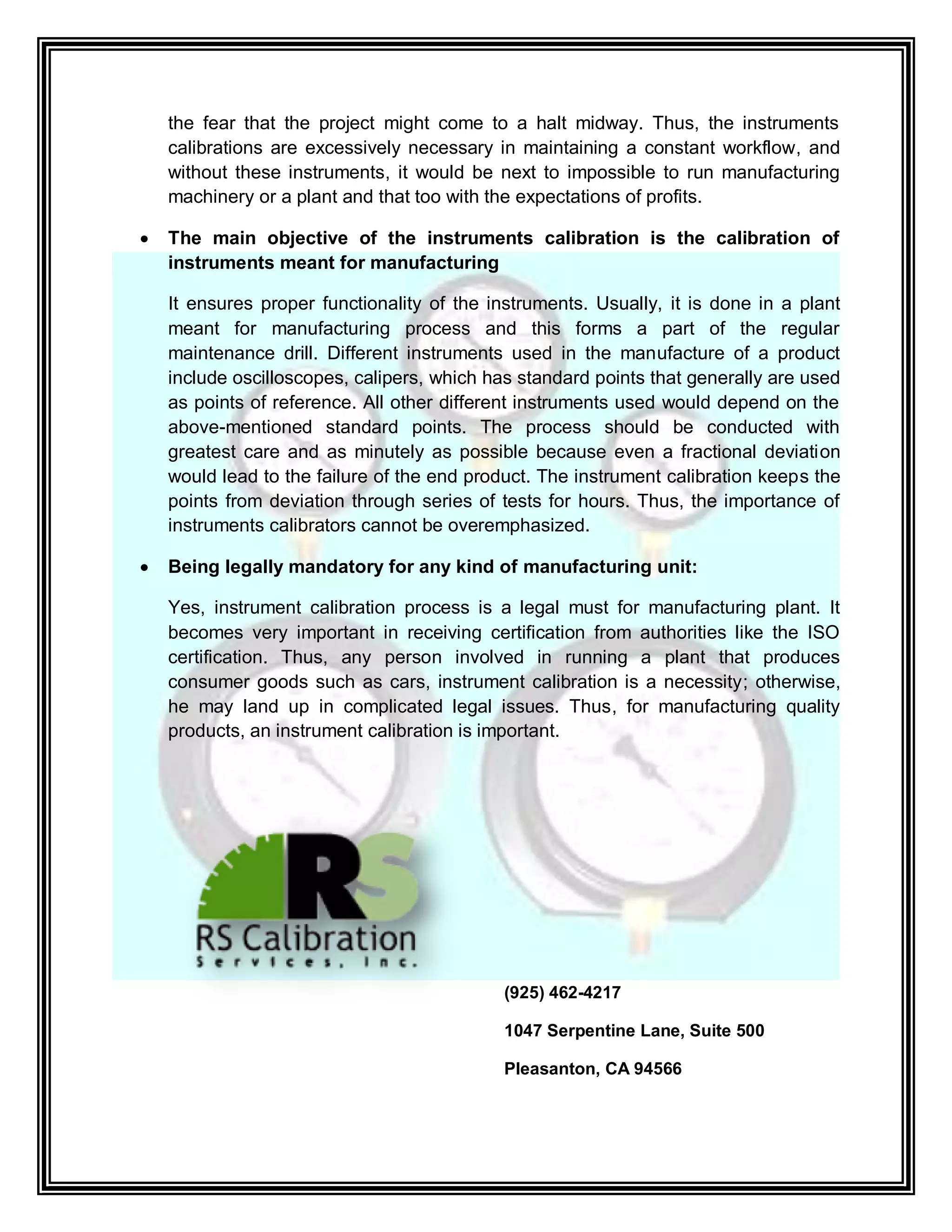 Yes Instruments Importance of instrument calibration | PDF