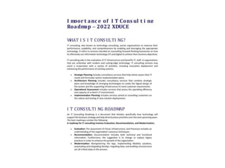 Importance of IT Consulting Roadmap – 2022 XDUCE