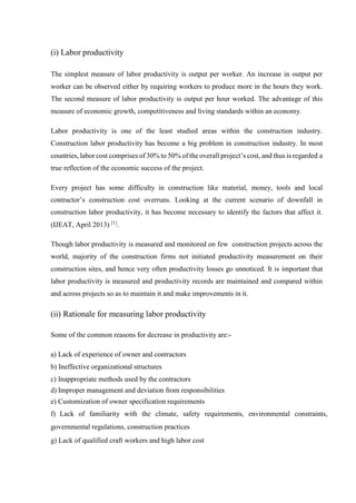 Importance of labor productivity and its measurement | PDF