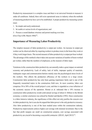 Importance of labor productivity and its measurement | PDF