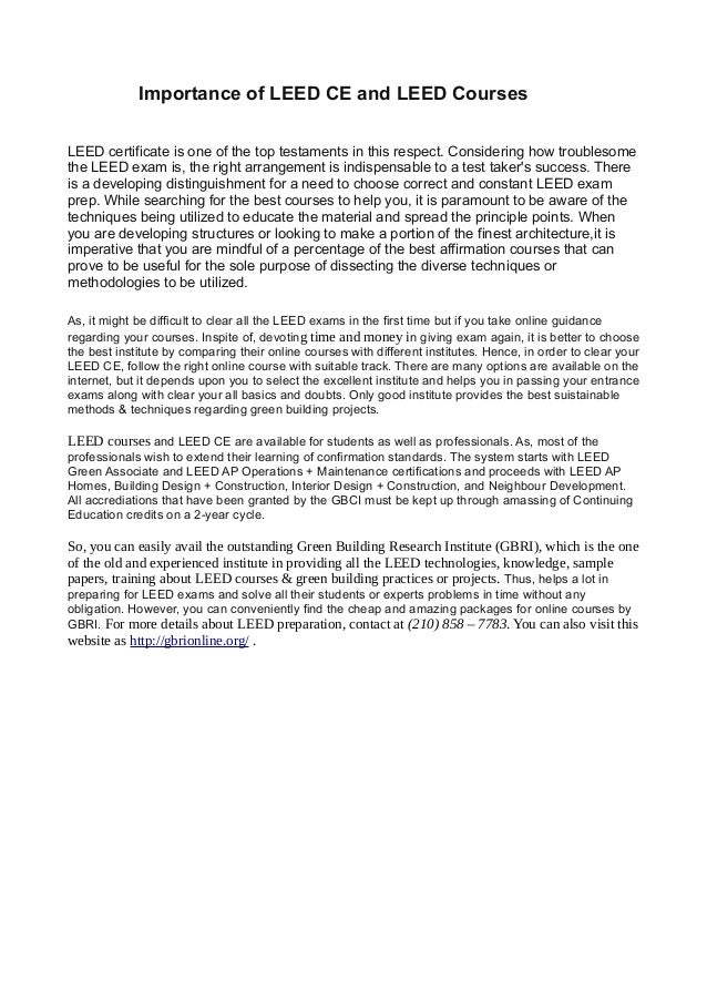 Importance of leed ce and leed courses