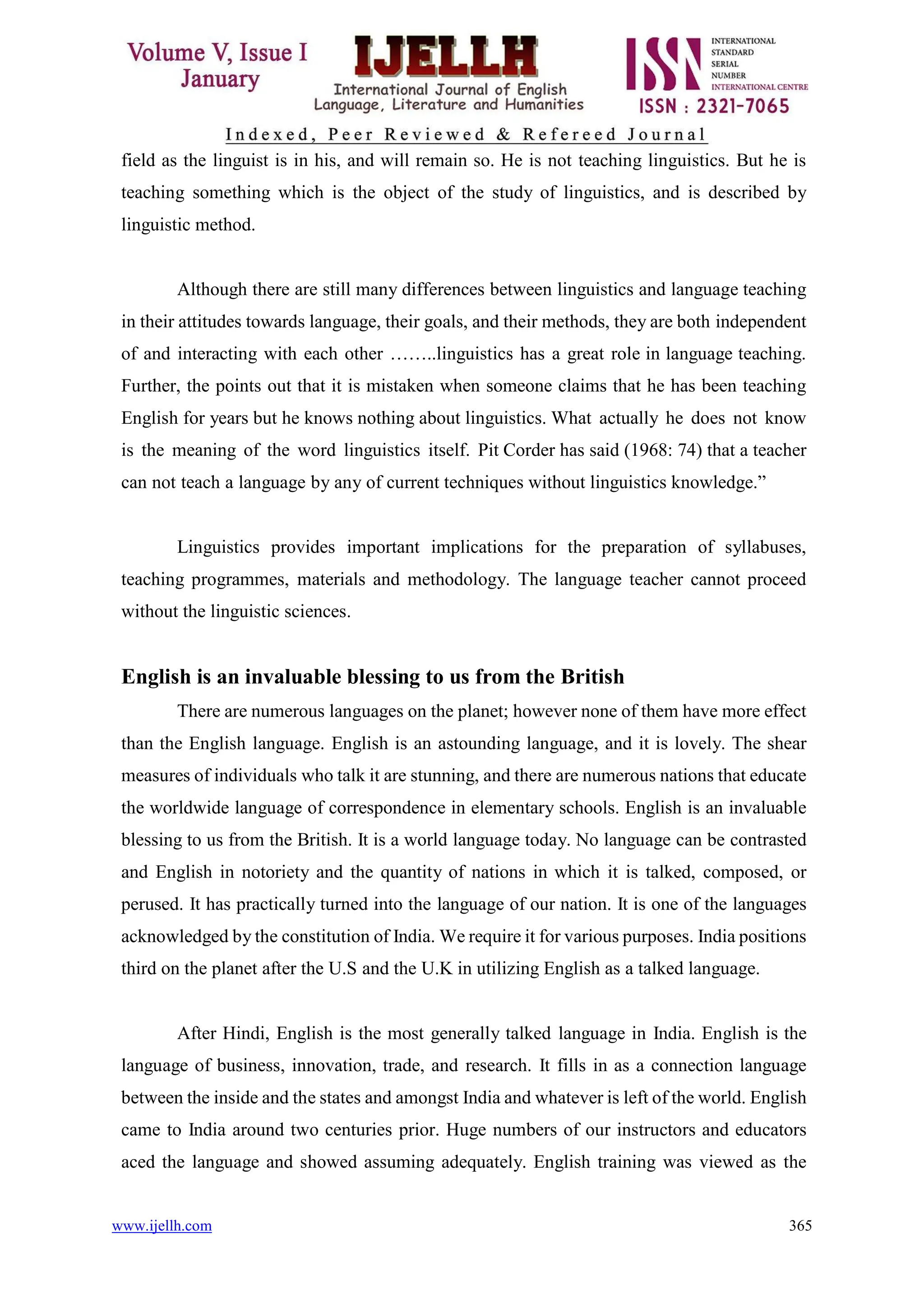 IMPORTANCE OF LINGUISTICS IN ENGLISH LANGUAGE | PDF | Hinduism ...