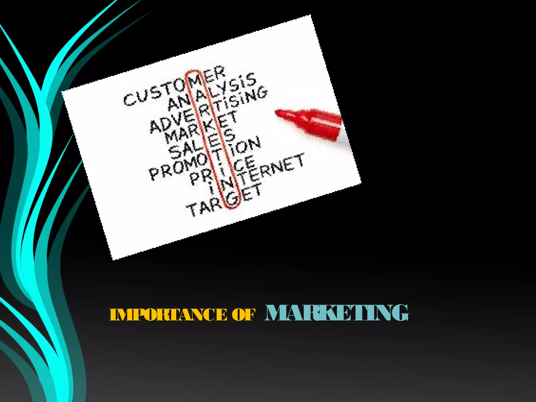 LIST AND EXPLAIN FIVE IMPORTANCE OF MARKETING visual data 8