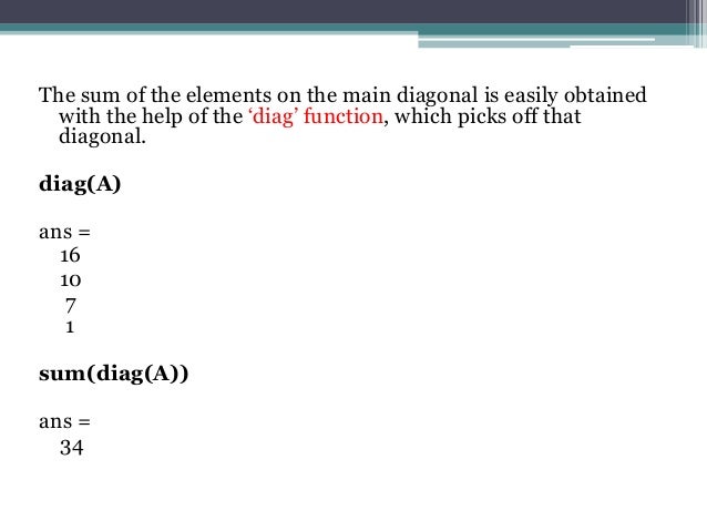 Matlab diag - kizadirty