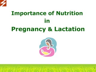 Importance of Nutrition  in  Pregnancy  &  Lactation 