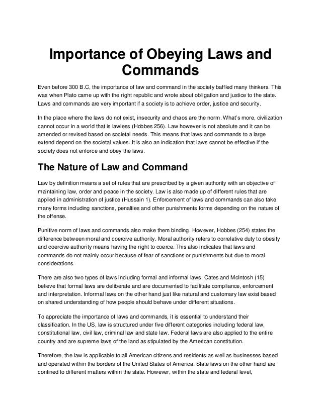 Essay importance following orders