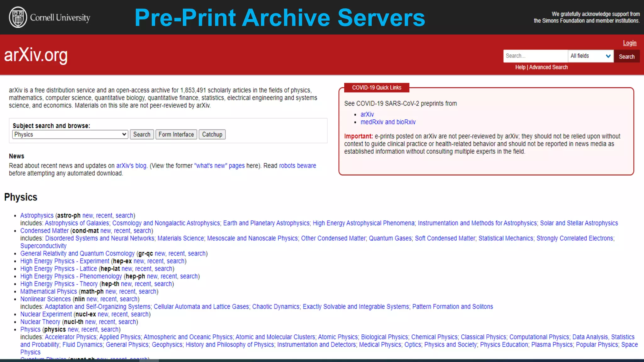 Pre-Print Archive Servers
 