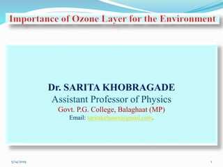 Dr. SARITA KHOBRAGADE
Assistant Professor of Physics
Govt. P.G. College, Balaghaat (MP)
Email: saritakchaure@gmail.com.
15/14/2019
 