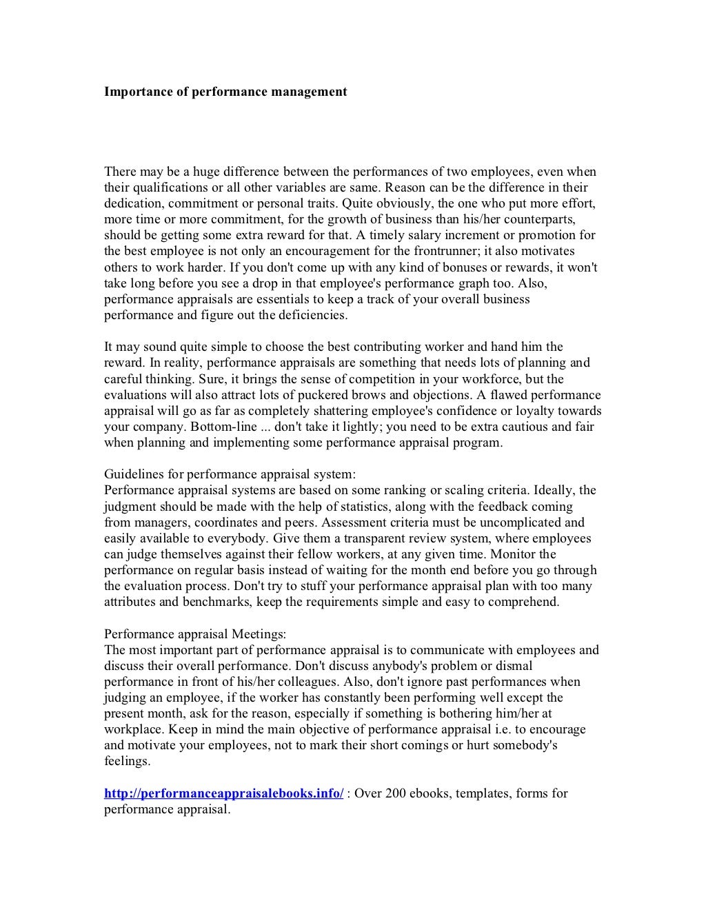 Importance Of Performance Management