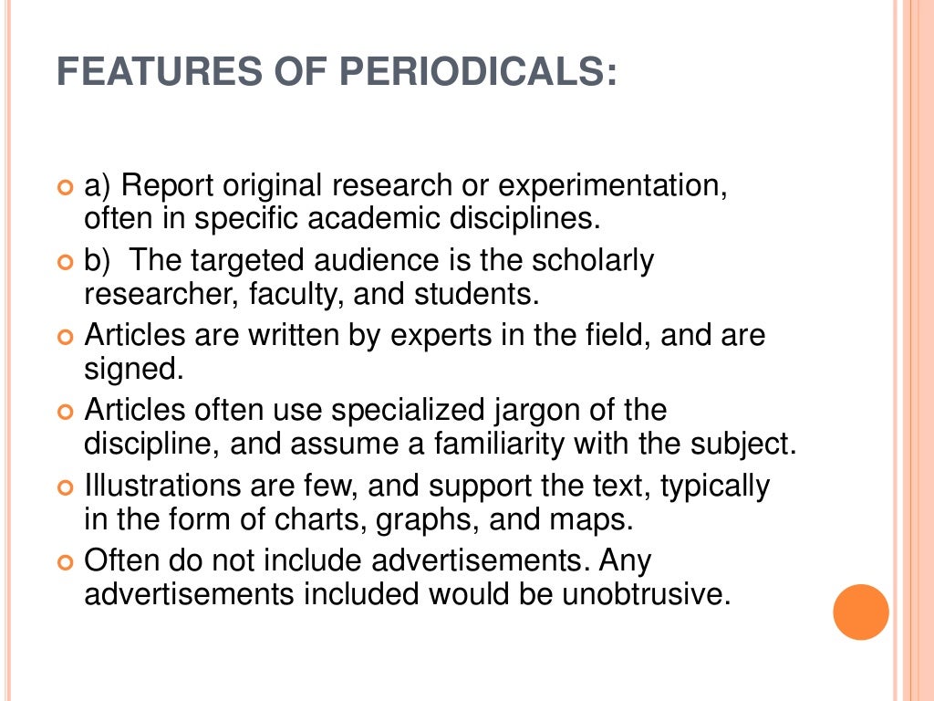 Importance of periodicals