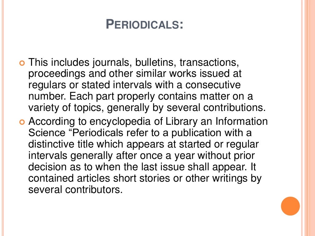 Importance of periodicals