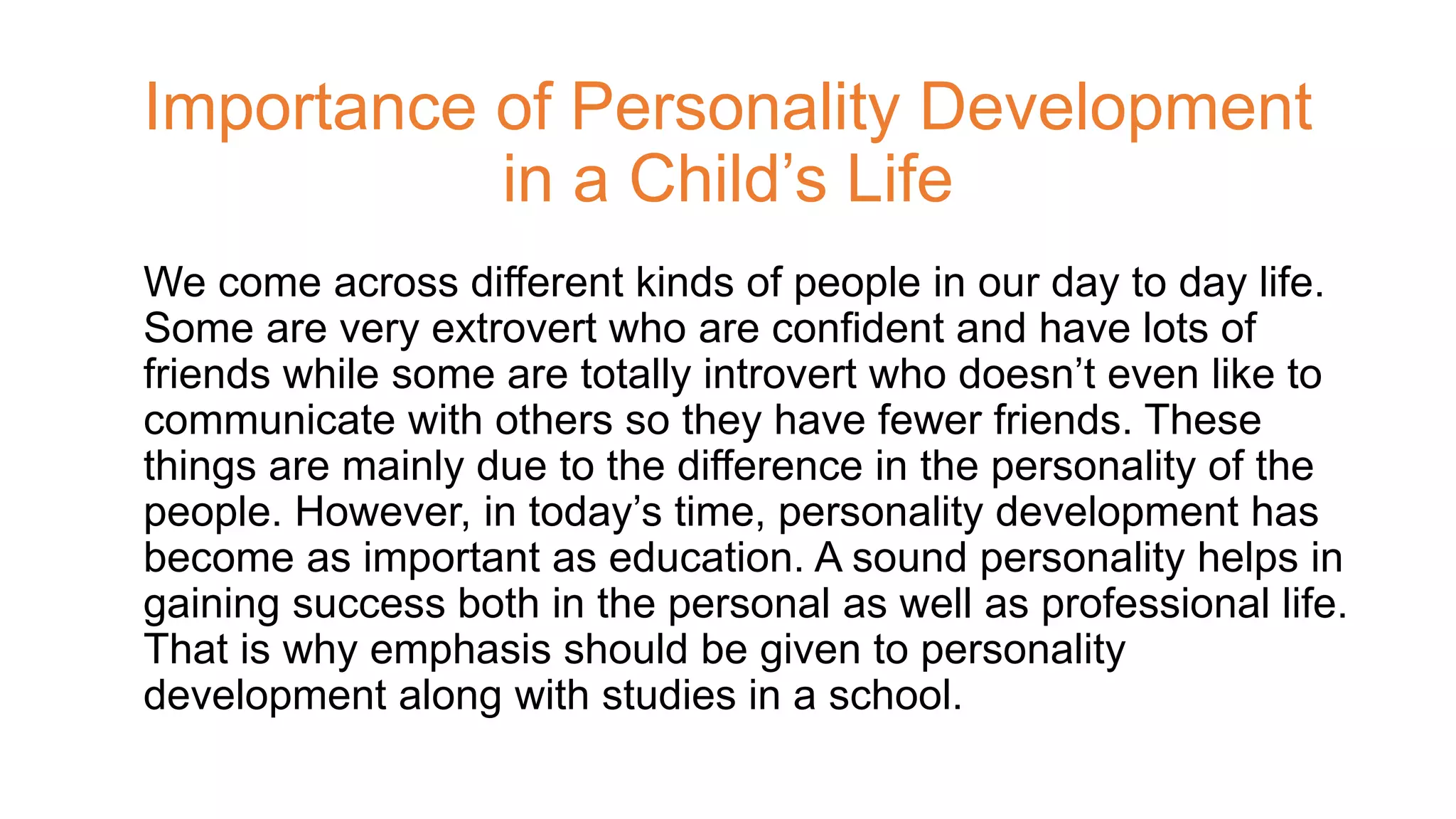 Importance of Personality Development – MIT Vishwashanti Gurukul | PPTX