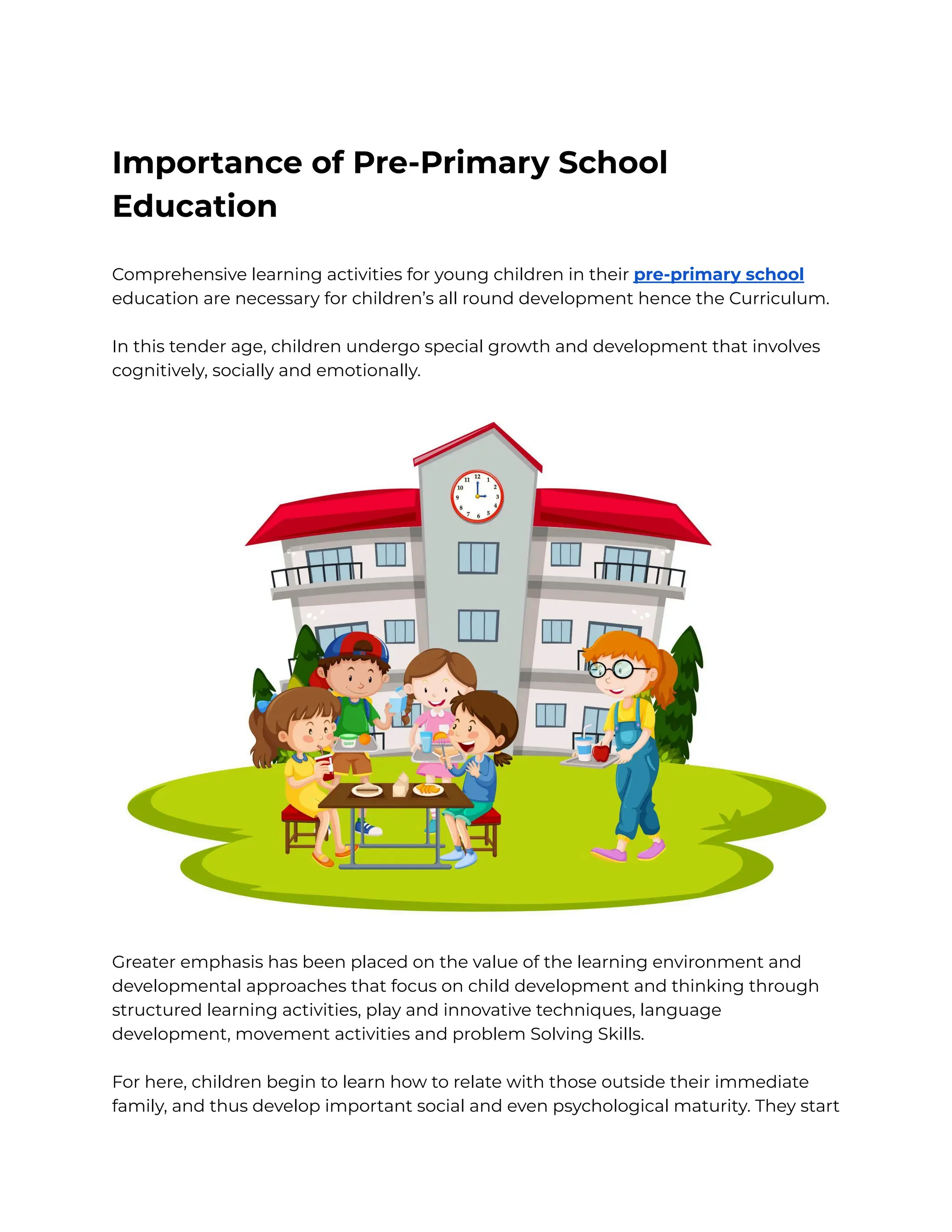 Primary Important Importance of Pre-Primary School Education | PDF