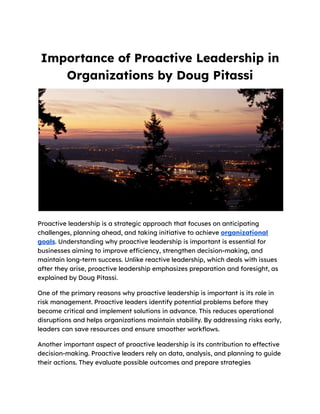 Proactive Leader Vision The Critical Role of Proactive Leadership in Organizational Success and ...
