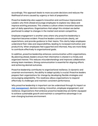 The Critical Role of Proactive Leadership in Organizational Success and ...