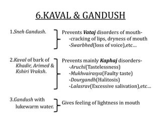 TODAY’S SCENARIO…
1.People rarely practices Kaval or Gandush according to
classics.
2.Gargeling is practiced today, that t...