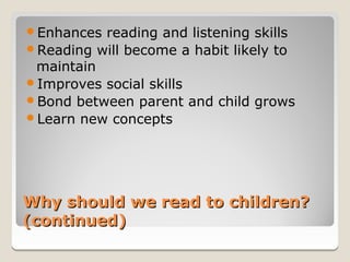 Importance of reading to children slide 1 | PPT