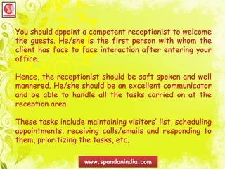 Importance Of Reception Area In Office | Office Furniture | PPTX