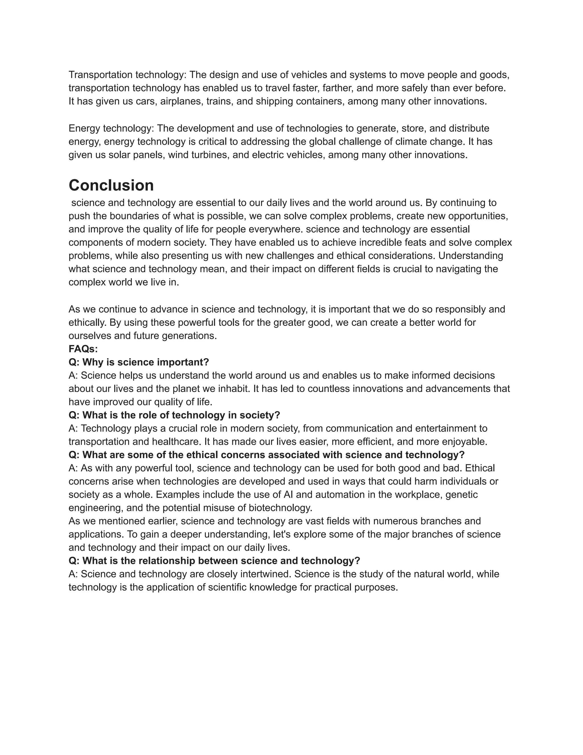 Importance of science and technology pdf