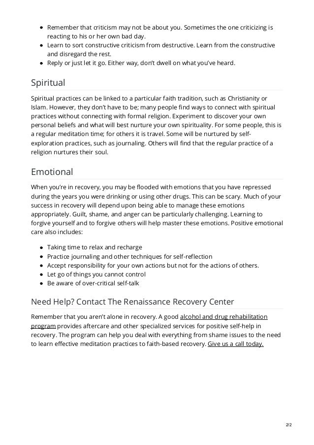 Importance Of Self Care In Recovery