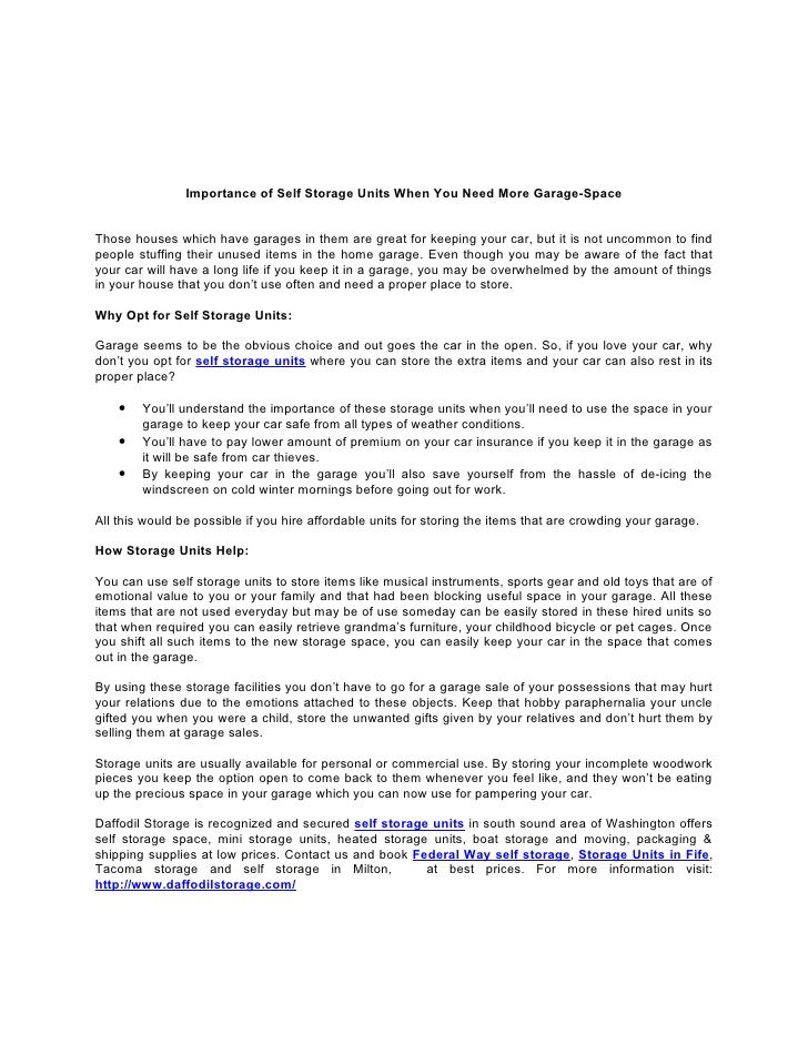 Importance of Self Storage Units When You Need More GarageSpace