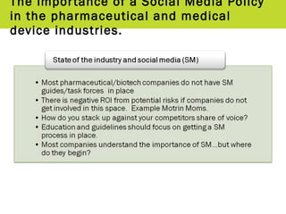 The importance of a Social Media Policy in the pharmaceutical and medical device industries. 