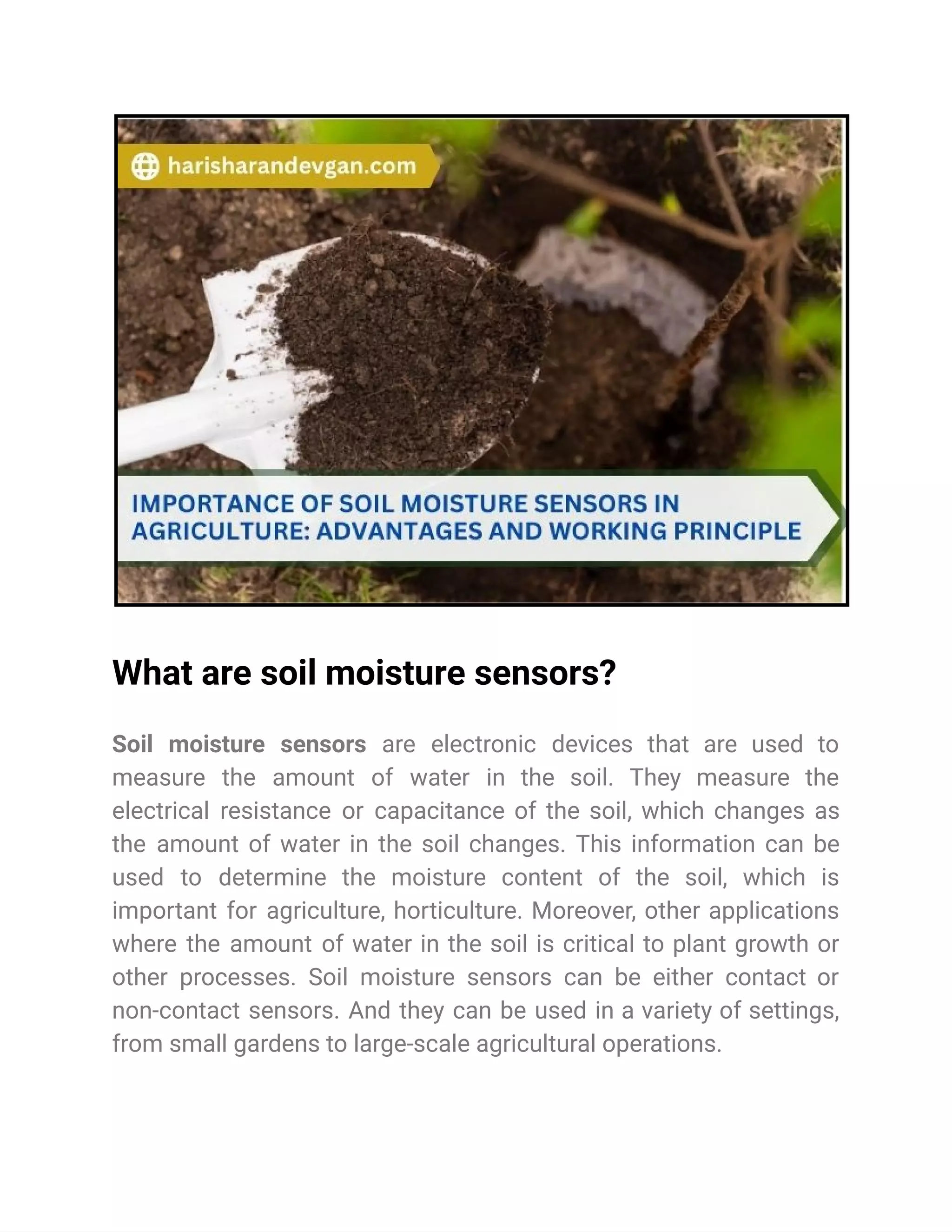 Importance of soil moisture sensors in Agriculture_ Advantages and ...