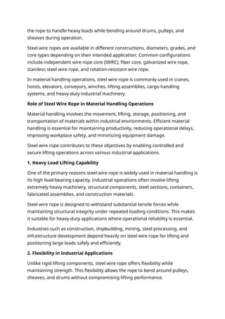 Practical Implementation Steel Ropes Importance of Steel Wire Rope in Material Handling Industry | DOCX