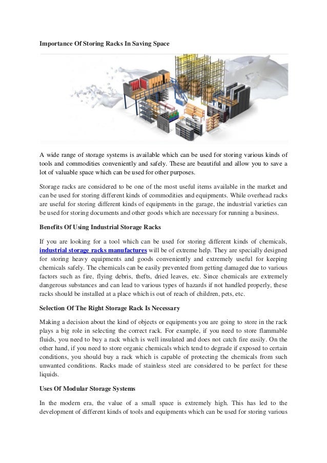 Importance of storing racks in saving space