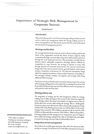 Importance of strategic risk management in corportae success | PDF