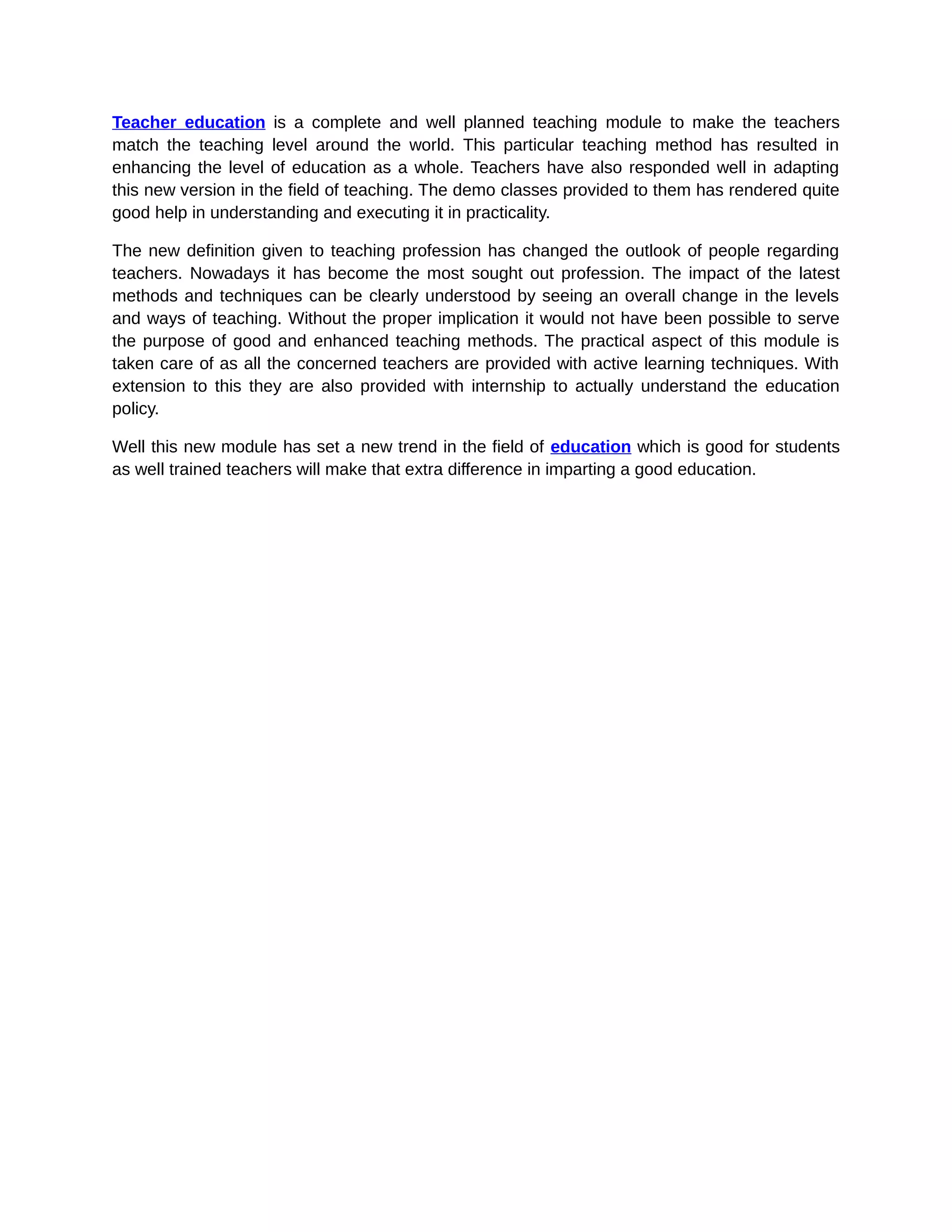 Importance of teacher education pdf