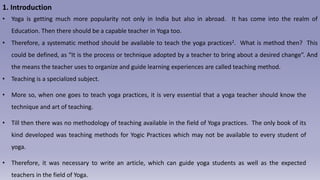 importance of teaching method in yoga classes | PPTX