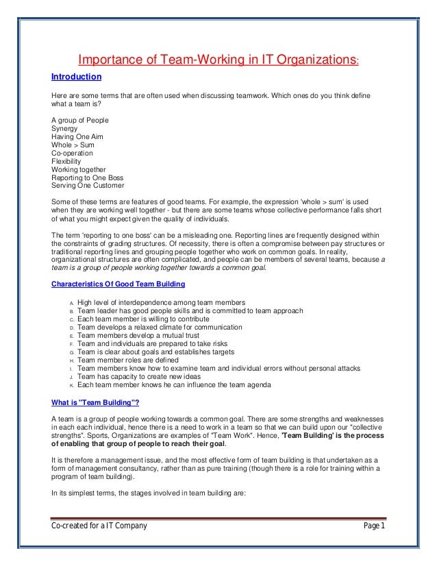 effective team working examples
