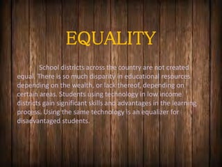 School districts across the country are not created
equal. There is so much disparity in educational resources
depending o...