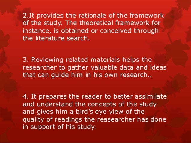 The importance or purpose of review of related literature and studies in a research