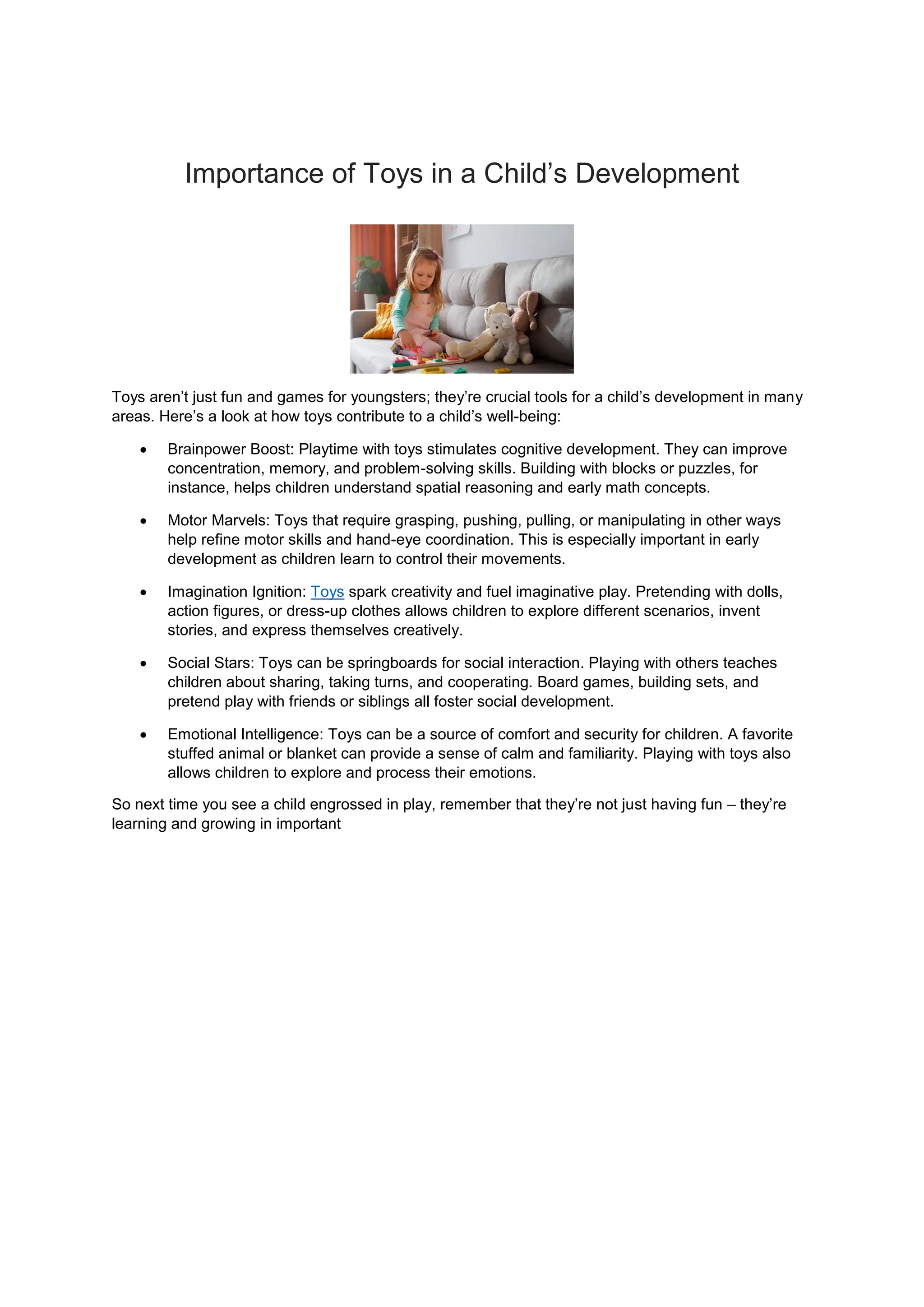 Importance of Toys in a Child.pdf........ | PDF