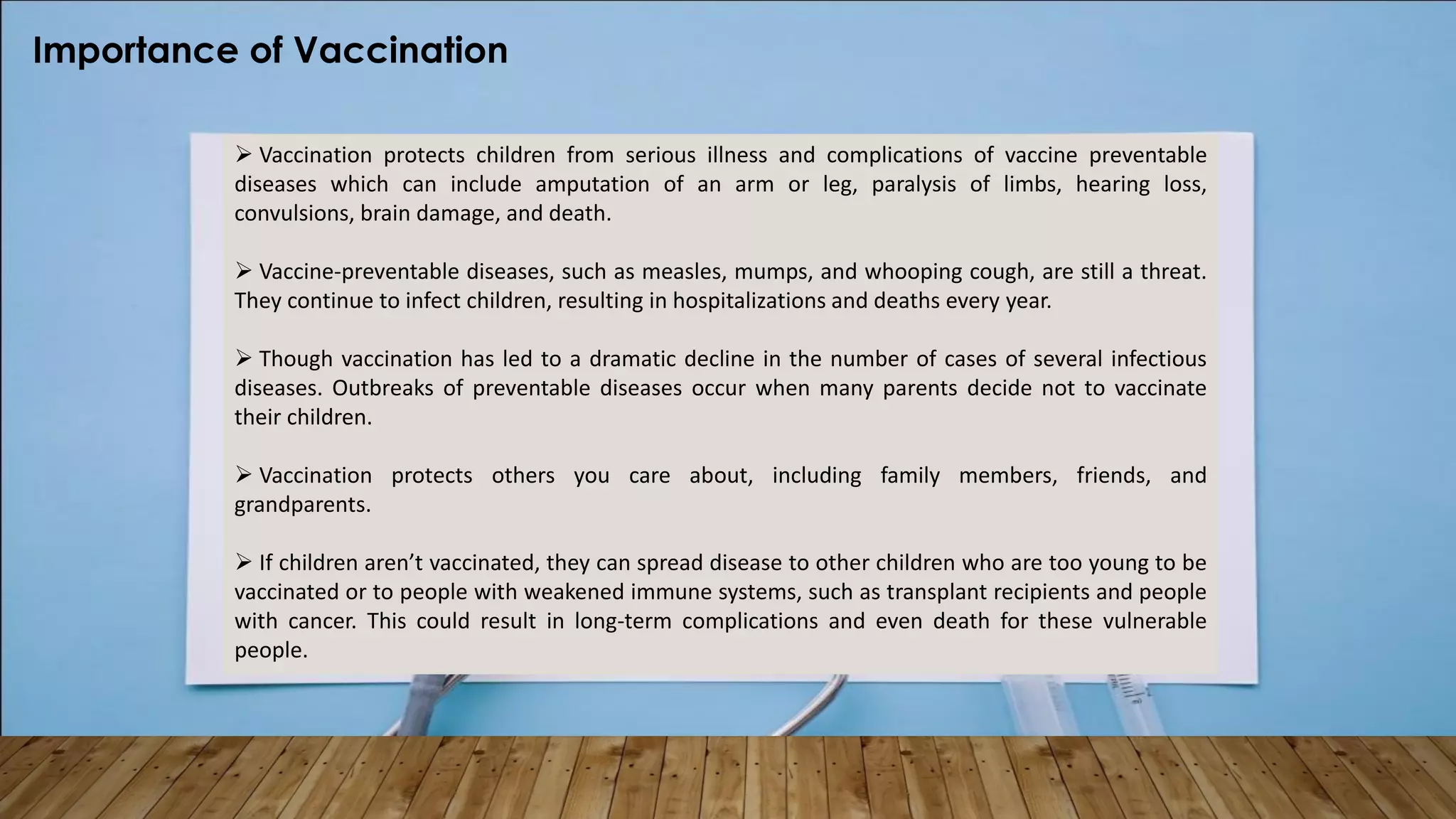 Importance of vaccination & immunization presentation | PDF