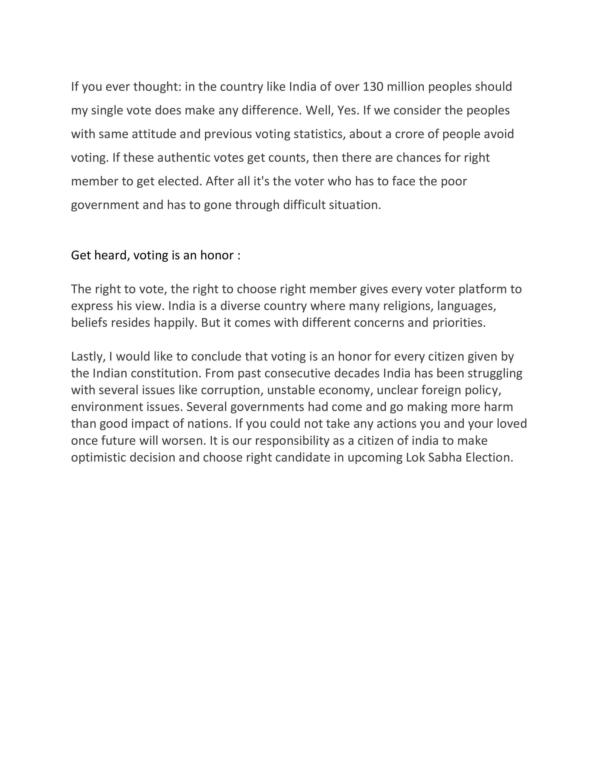 Importance of voting in india | PDF