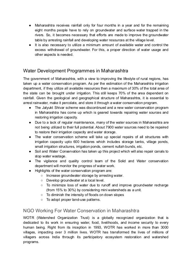 Importance Of Water Conservation In Maharashtra And Plans On How To