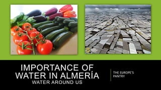 IMPORTANCE OF
WATER IN ALMERÍA
WATER AROUND US
THE EUROPE’S
PANTRY
 