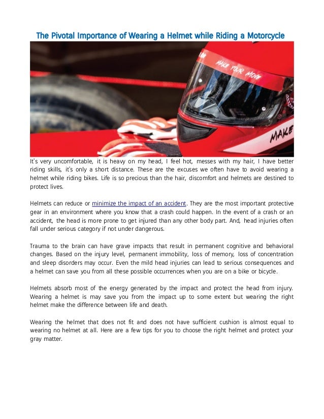 Importance of wearing a helmet