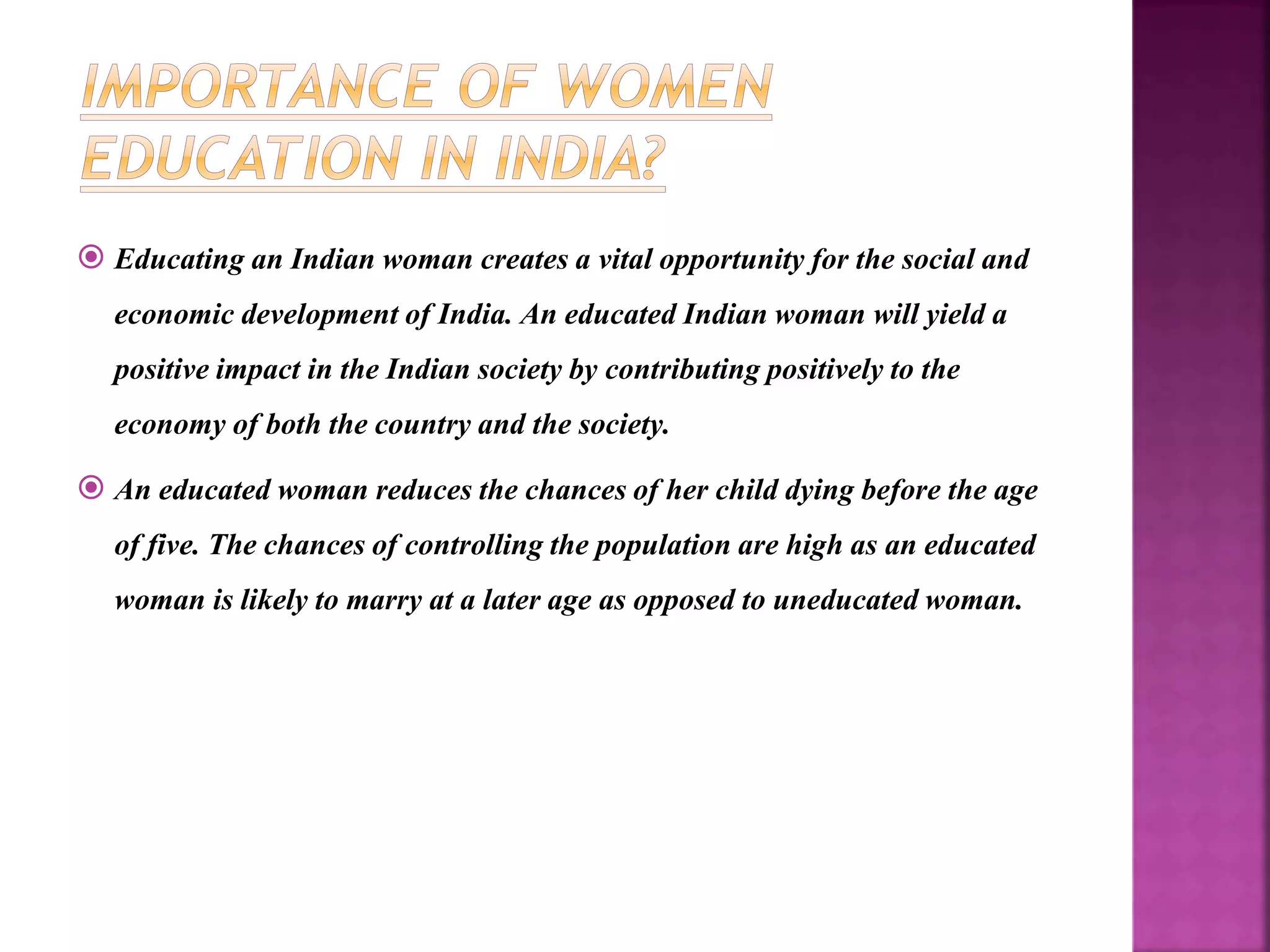 Importance of womens education | PPTX