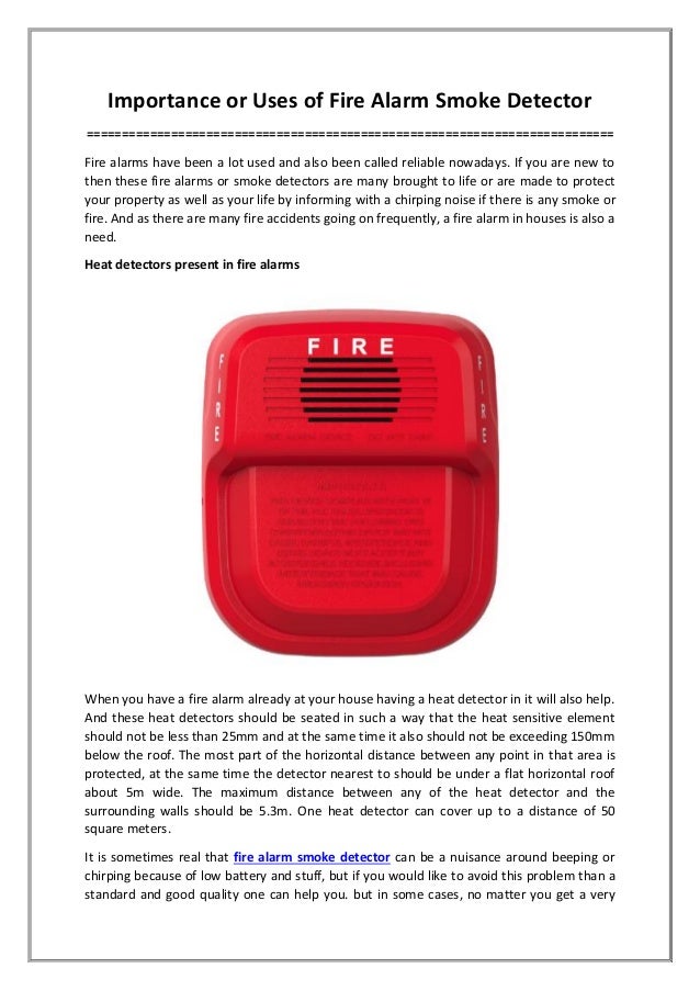 Importance or Uses of Fire Alarm Smoke Detector