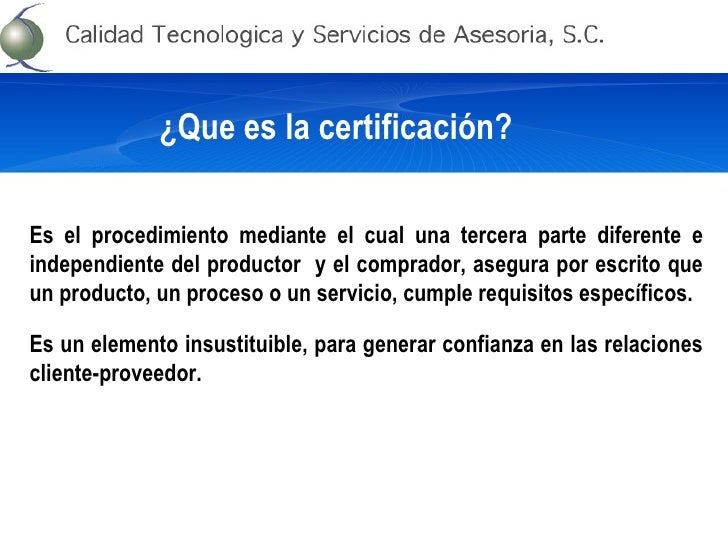 Importancia de la certificacion